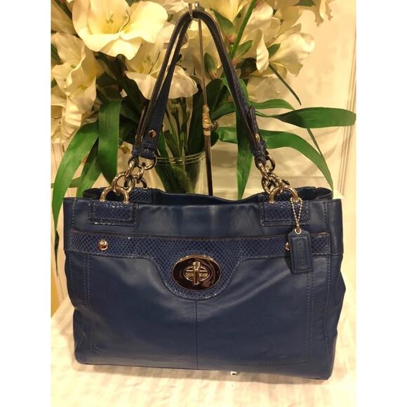 Coach Handbags - Authentic COACH Penelope Carryall Blue Leather Tote Handbag Purse 16531 (PU500